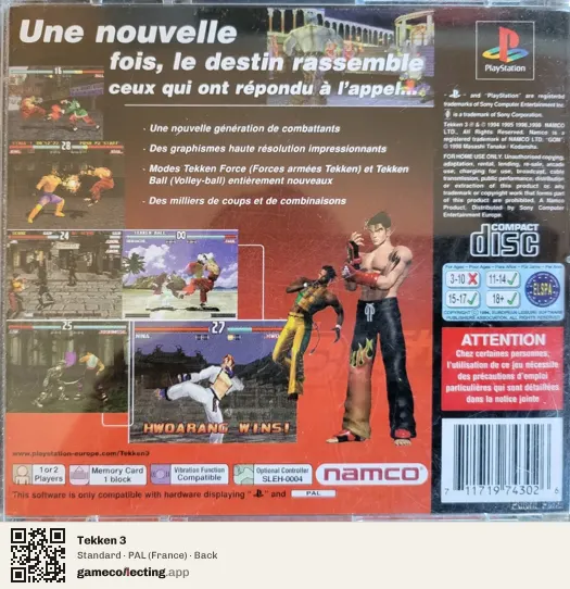 Tekken 3 PlayStation, France box back