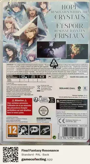 Final Fantasy Resonance Nintendo Switch, PAL box back