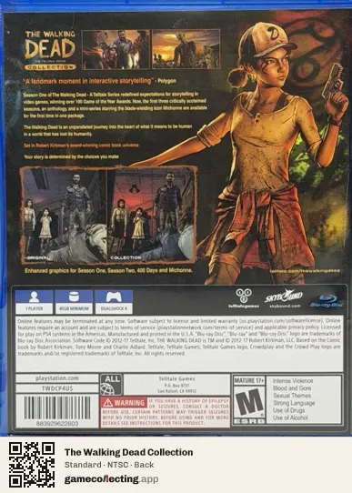 The Walking Dead Collection PlayStation 4, NTSC box back