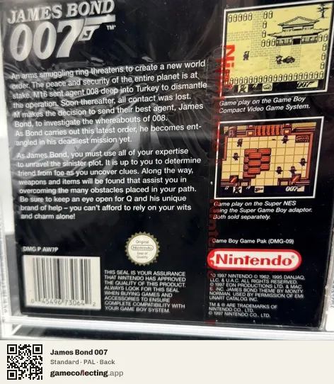 James Bond 007 Game Boy, PAL box back