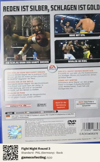 Fight Night Round 3 PlayStation 2, Germany box back