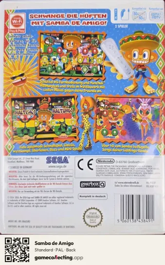 Samba de Amigo Nintendo Wii, PAL box back