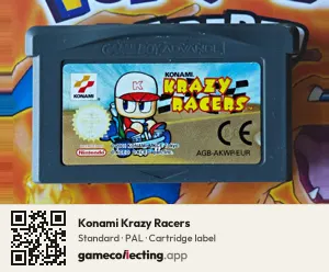 Konami Krazy Racers Game Boy Advance, PAL cartridge label