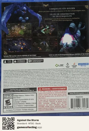 Against the Storm PlayStation 5, NTSC box back