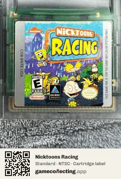 Nicktoons Racing Game Boy Color, NTSC cartridge label