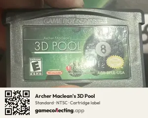 Archer Maclean's 3D Pool Game Boy Advance, NTSC cartridge label