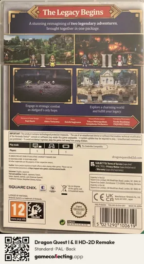 Dragon Quest I & II HD-2D Remake Nintendo Switch, PAL box back
