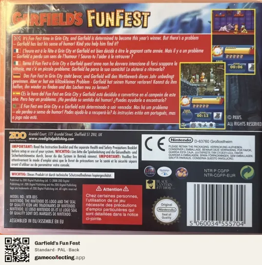 Garfield's Fun Fest Nintendo DS, PAL box back