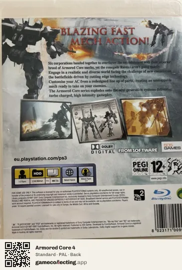 Armored Core 4 PlayStation 3, PAL box back