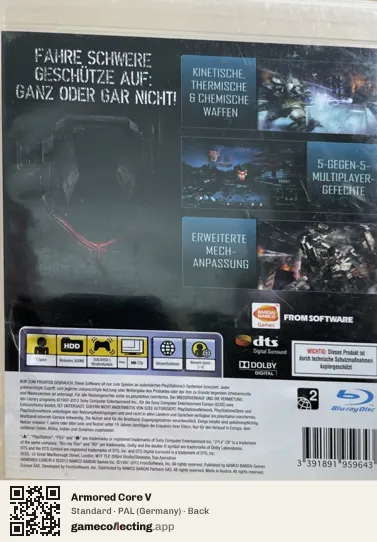 Armored Core V PlayStation 3, Germany box back