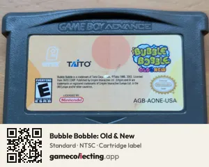 Bubble Bobble: Old & New Game Boy Advance, NTSC cartridge label