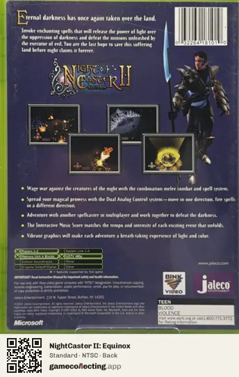 NightCaster II: Equinox Xbox, NTSC box back