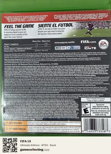 FIFA 15 Xbox One, NTSC box back