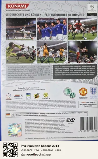 Pro Evolution Soccer 2011 PlayStation 2, Germany box back