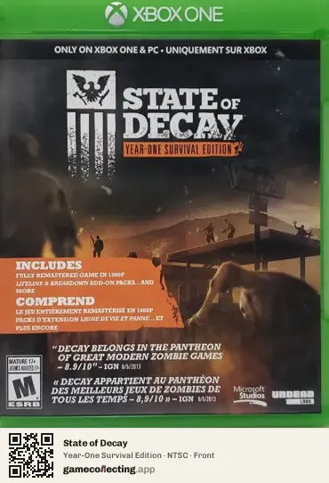 State of Decay Xbox One, NTSC box front