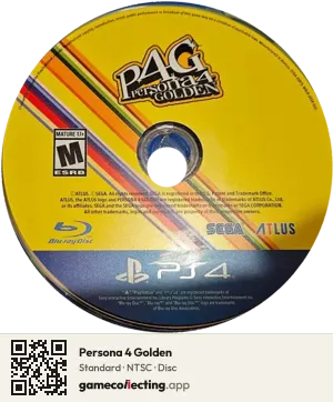 Persona 4 Golden PlayStation 4, NTSC disc