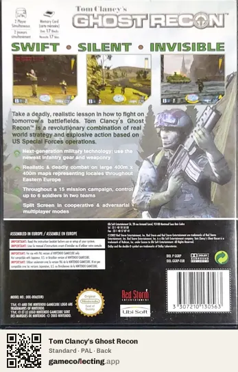 Tom Clancy's Ghost Recon Nintendo GameCube, PAL box back