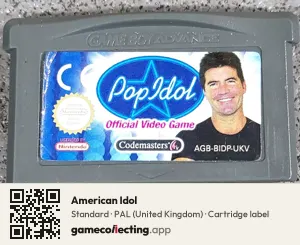 American Idol Game Boy Advance, PAL cartridge label