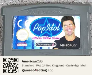 American Idol Game Boy Advance, PAL cartridge label