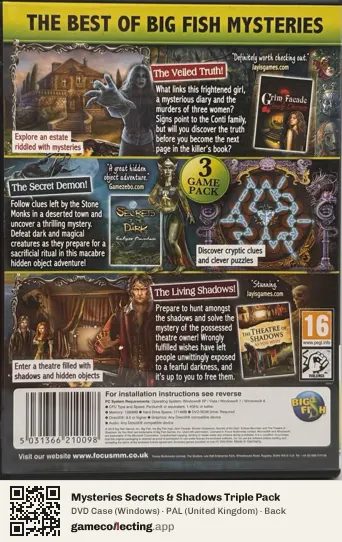 Mysteries Secrets & Shadows Triple Pack Computer, United Kingdom box back