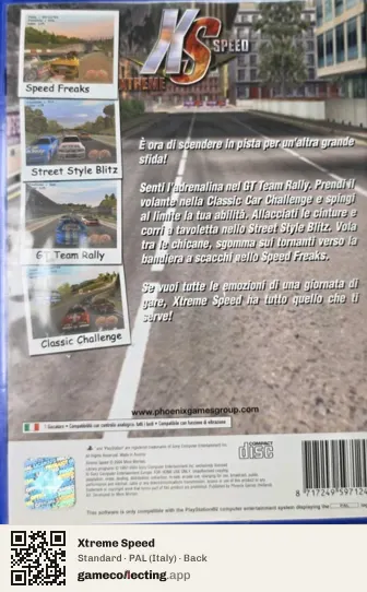 Xtreme Speed PlayStation 2, Italy box back