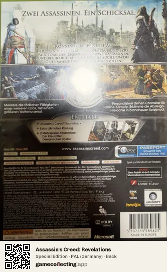 Assassin's Creed: Revelations Xbox 360, Germany box back