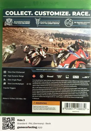 Ride 3 Xbox One, Germany box back