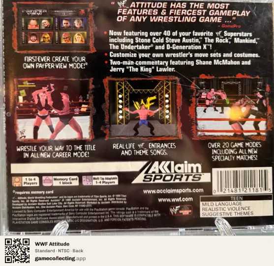 WWF Attitude PlayStation, NTSC box back