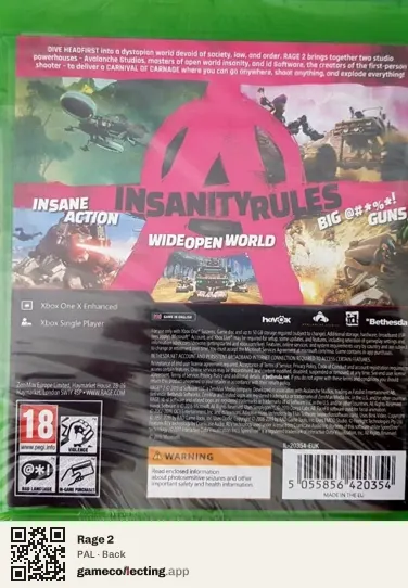 Rage 2 Xbox One, PAL box back