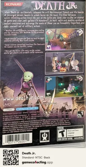 Death Jr. PlayStation Portable, NTSC box back