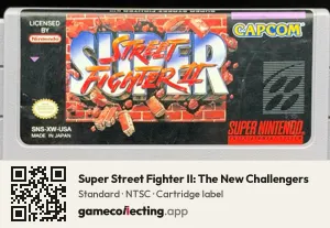 Super Street Fighter II: The New Challengers Super Nintendo Entertainment System, NTSC cartridge label