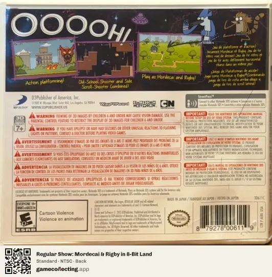 Regular Show: Mordecai & Rigby in 8-Bit Land Nintendo 3DS, NTSC box back