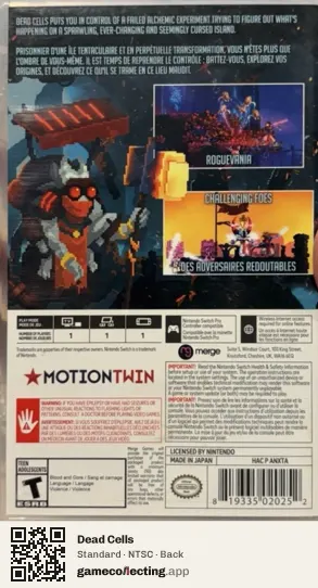 Dead Cells Nintendo Switch, NTSC box back