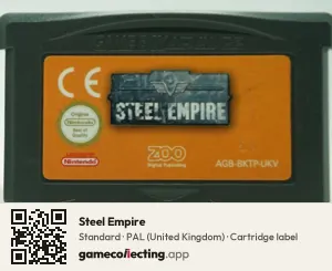 Steel Empire Game Boy Advance, PAL cartridge label