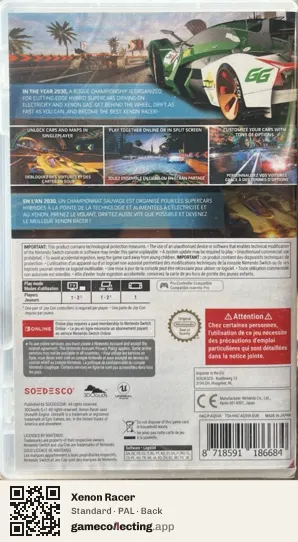 Xenon Racer Nintendo Switch, PAL box back