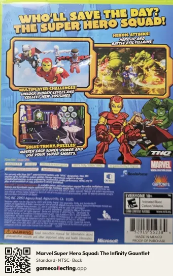Marvel Super Hero Squad: The Infinity Gauntlet Xbox 360, NTSC box back