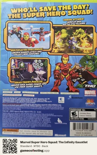 Marvel Super Hero Squad: The Infinity Gauntlet Xbox 360, NTSC box back