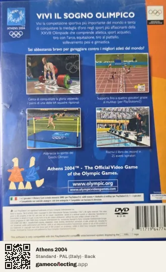 Athens 2004 PlayStation 2, Italy box back
