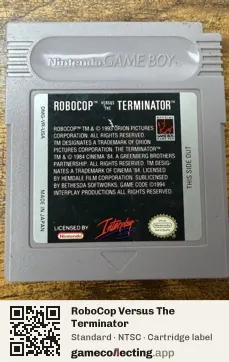 RoboCop Versus The Terminator Game Boy, NTSC cartridge label