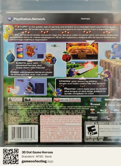 3D Dot Game Heroes PlayStation 3, NTSC box back