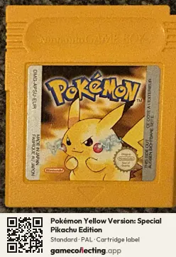 Pokémon Yellow Version: Special Pikachu Edition Game Boy, PAL cartridge label