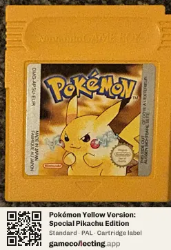 Pokémon Yellow Version: Special Pikachu Edition Game Boy, PAL cartridge label
