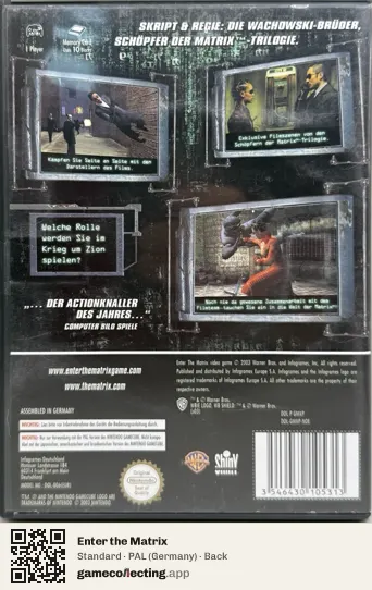 Enter the Matrix Nintendo GameCube, Germany box back