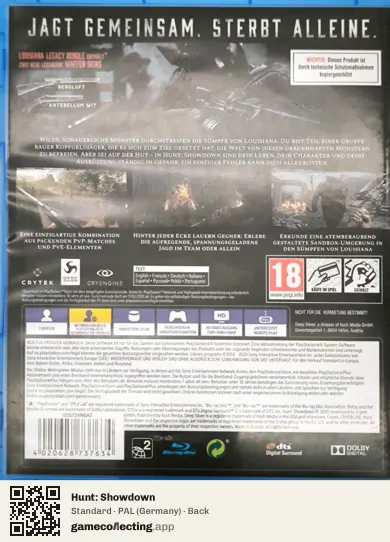 Hunt: Showdown PlayStation 4, Germany box back