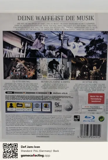 Def Jam: Icon PlayStation 3, Germany box back