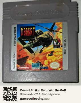 Desert Strike: Return to the Gulf Game Boy, NTSC cartridge label