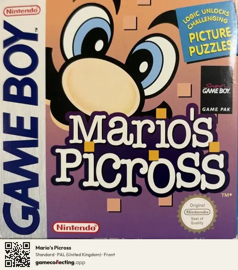 Mario's Picross Game Boy, United Kingdom box front