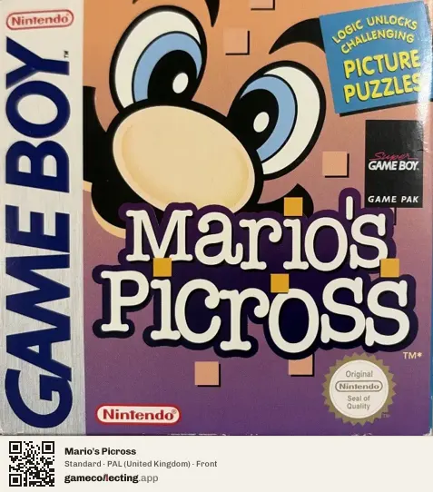 Mario's Picross Game Boy, United Kingdom box front