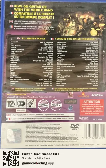 Guitar Hero: Smash Hits PlayStation 2, PAL box back