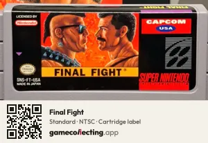 Final Fight Super Nintendo Entertainment System, NTSC cartridge label